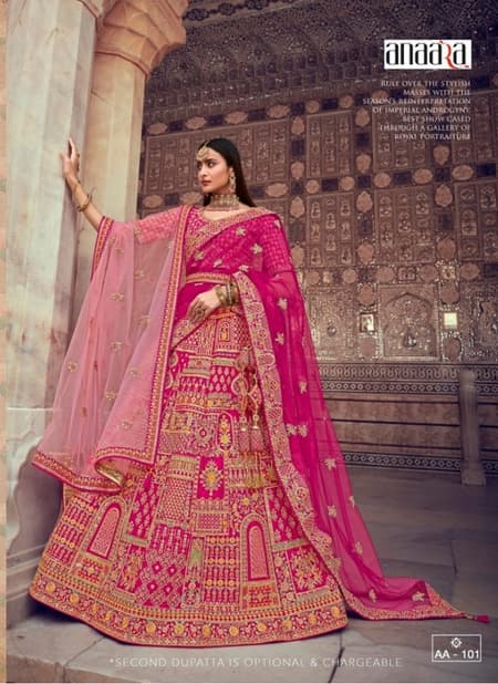 Pink Colour Exclusive Bridal Wedding Wear Heavy Embroidery Work Latest Lehenga Choli Collection AA-101
